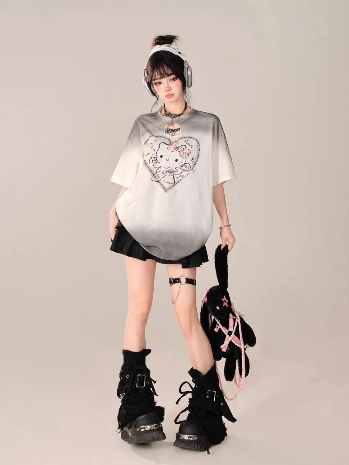Hello Kitty Ombre Hollow Neckline Shirt - Blind Box Mall