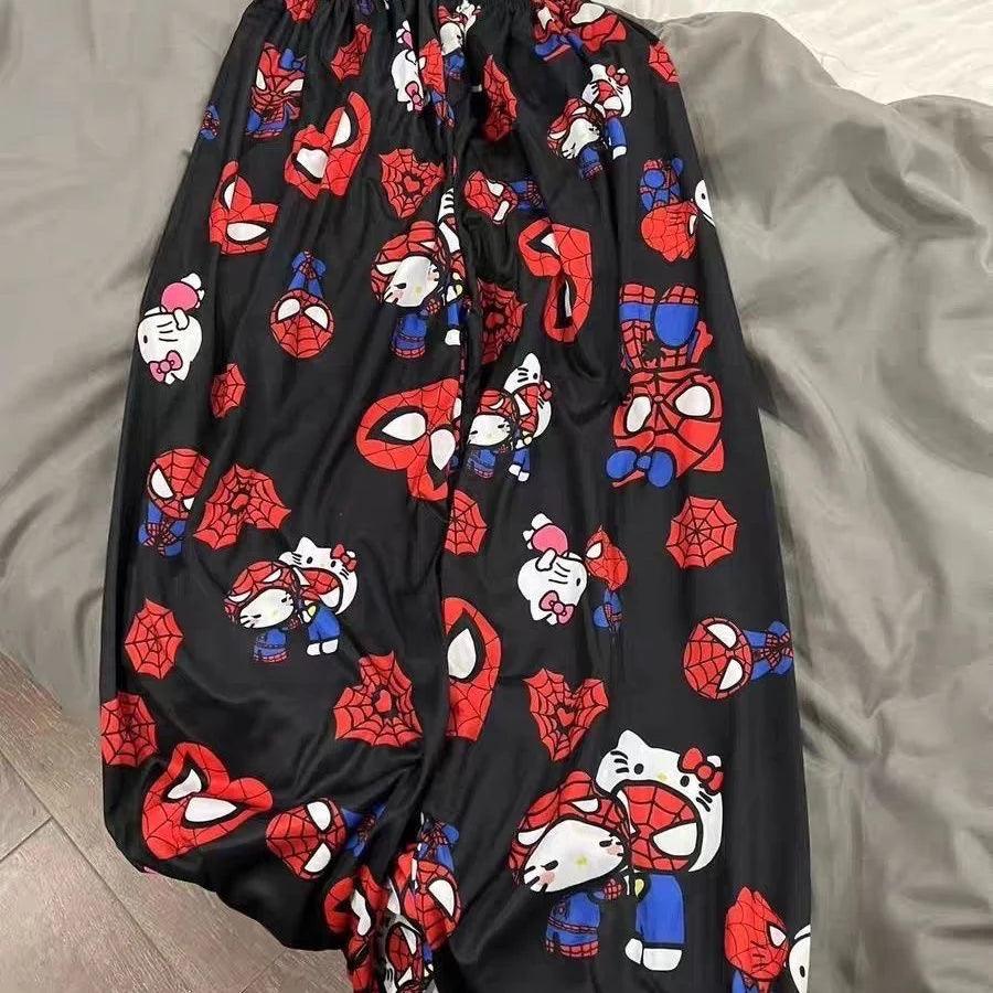 HelloKitty&Spiderman Fluffy Fleece Warm Pajamas Pants - Blind Box Mall