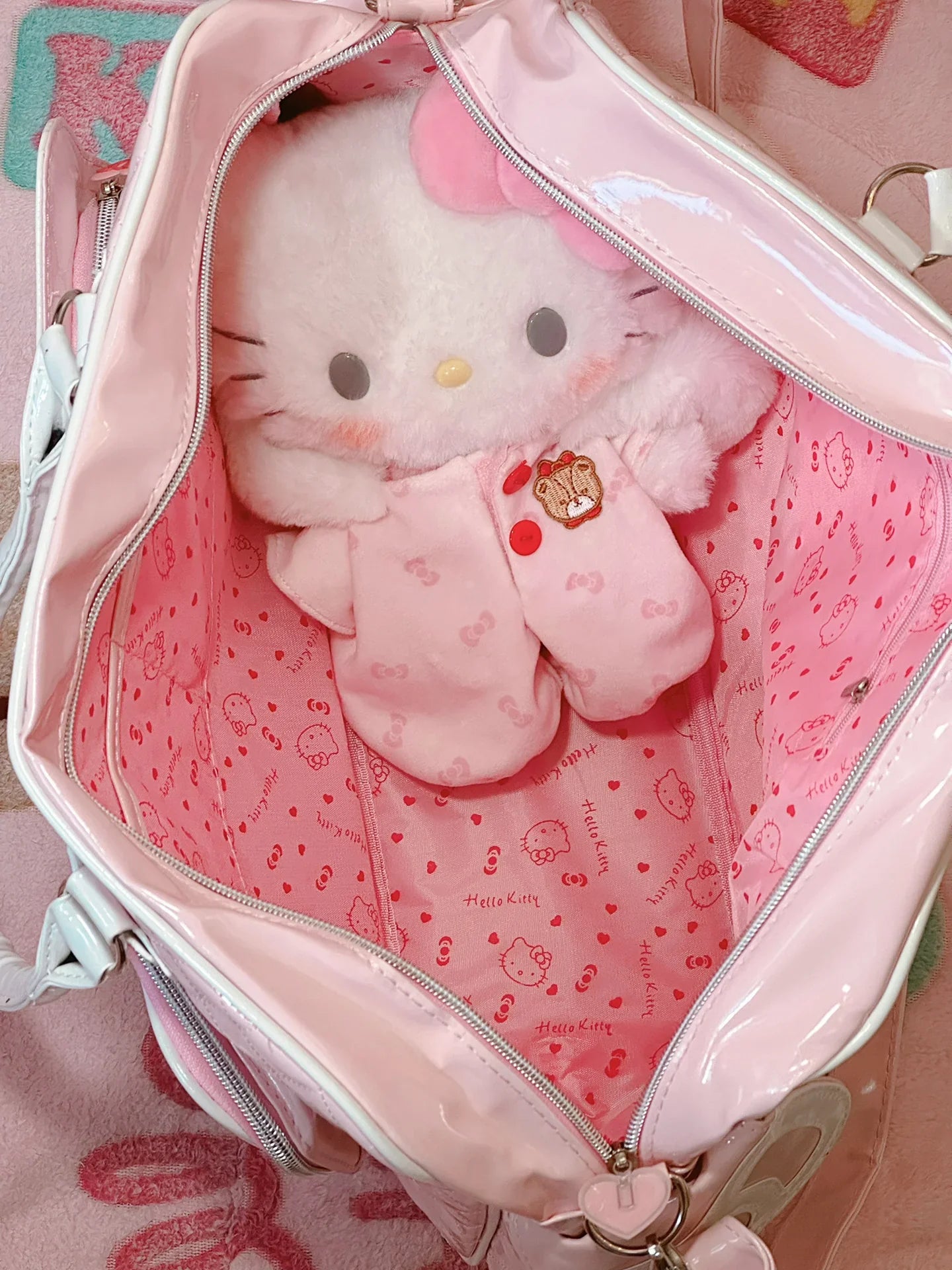 HelloKitty Cute PU Weekender Duffel Bag - Blind Box Mall