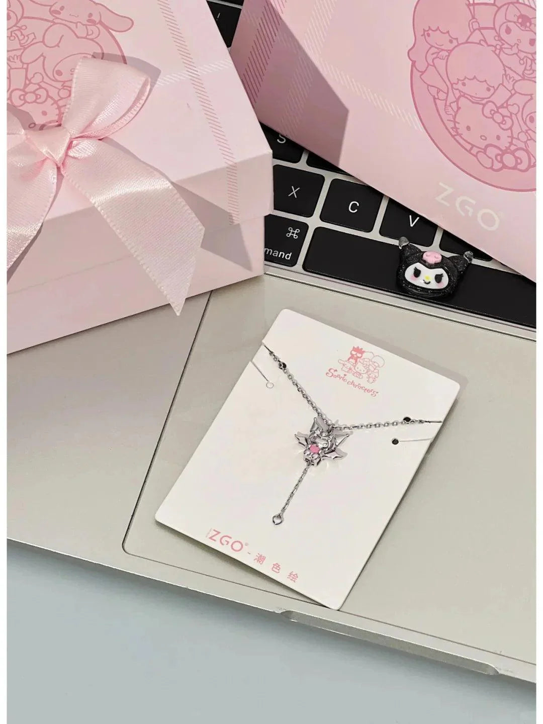 Angel  Hello Kitty and Devil Kuromi Heart Necklace - Blind Box Mall