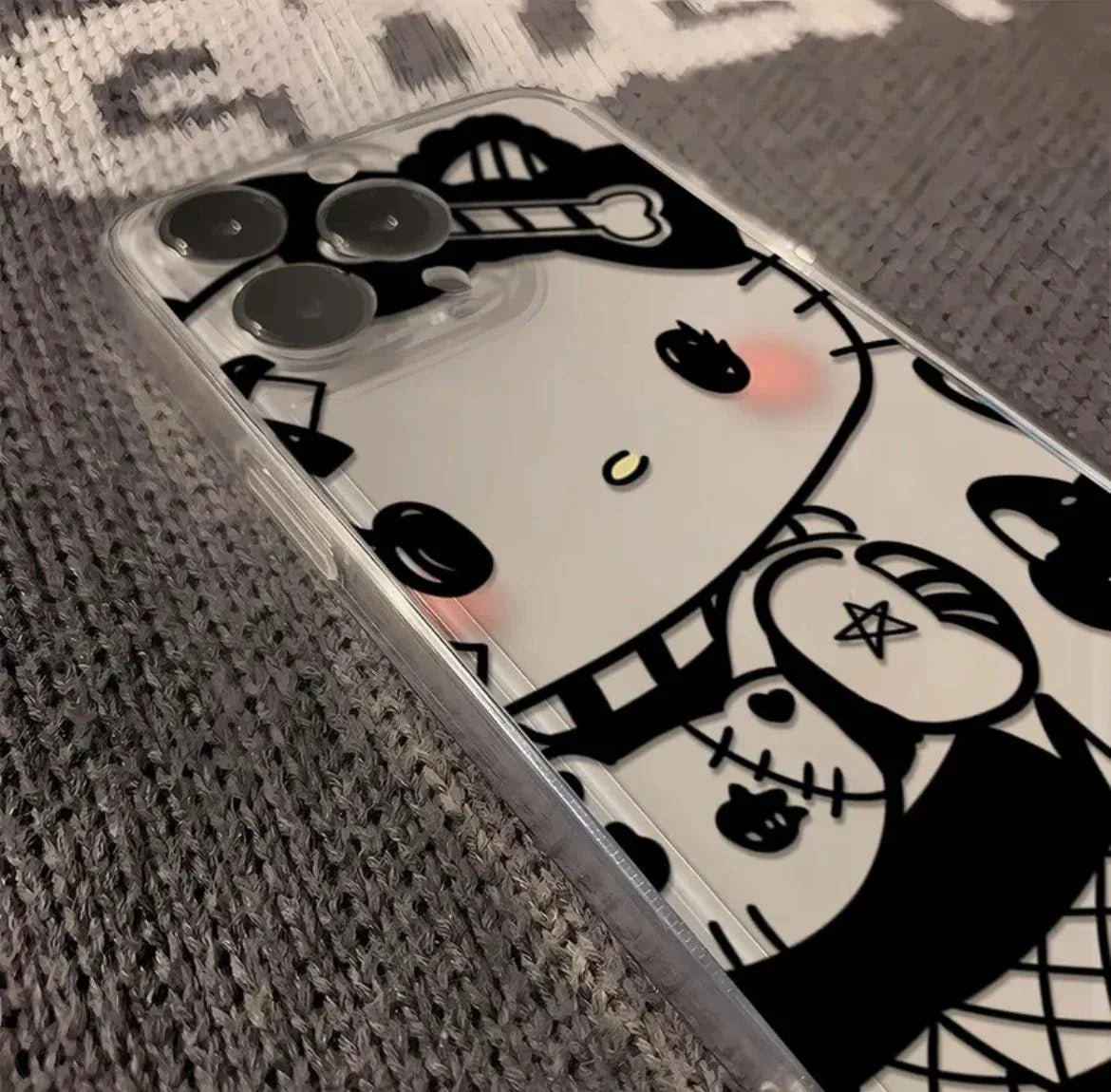 Hello Kitty / Kuromi Dark Angel Transparent Phone Case - Blind Box Mall