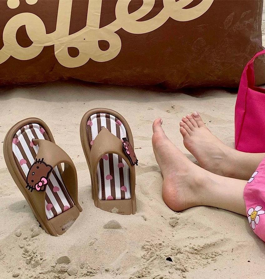 Tanned Hello Kitty Flip-flop Slippers - Blind Box Mall