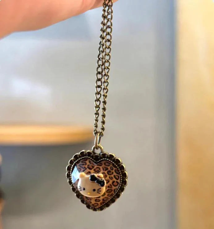 Hello Kitty Leopard Print Necklace & Ring Set - Blind Box Mall