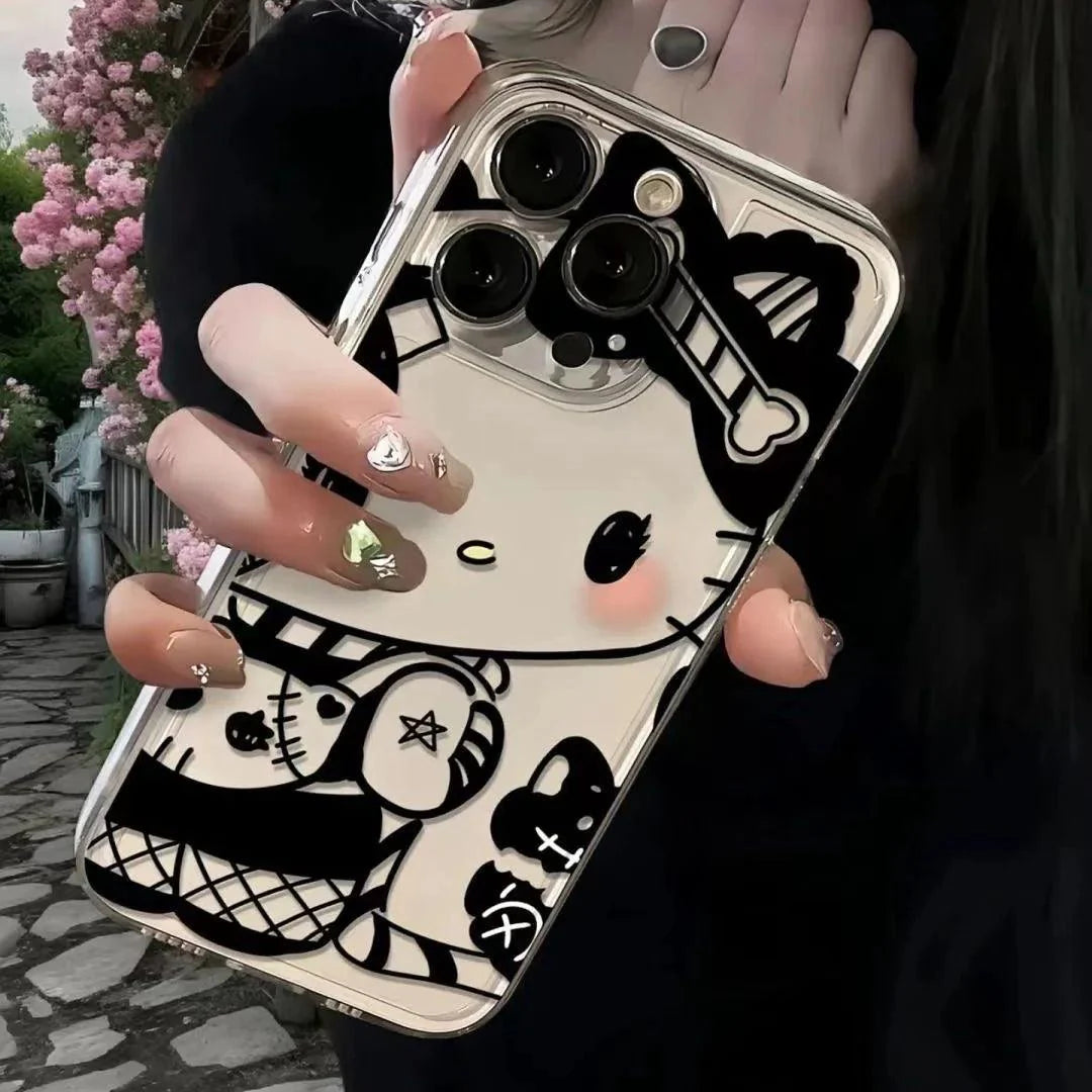 Hello Kitty / Kuromi Dark Angel Transparent Phone Case - Blind Box Mall