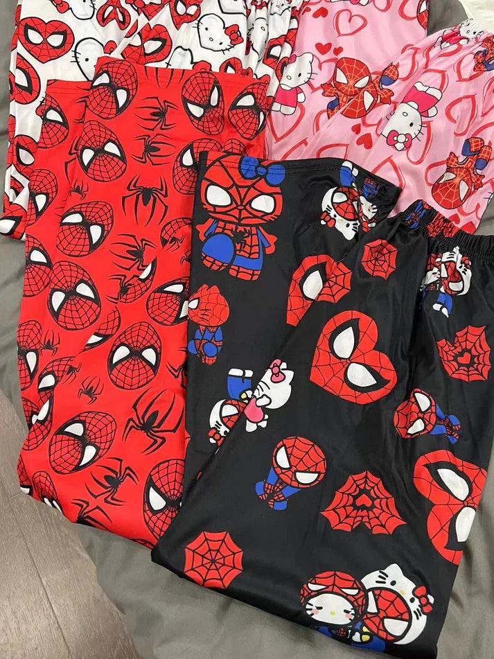 HelloKitty&Spiderman Fluffy Fleece Warm Pajamas Pants - Blind Box Mall