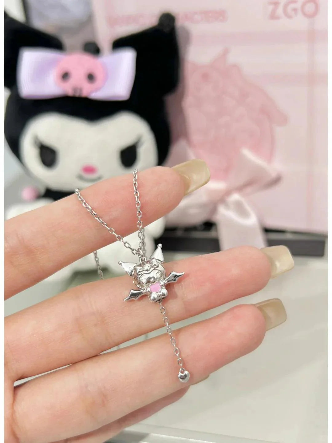 Angel  Hello Kitty and Devil Kuromi Heart Necklace - Blind Box Mall
