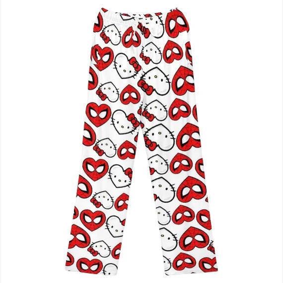 HelloKitty&Spiderman Fluffy Fleece Warm Pajamas Pants - Blind Box Mall