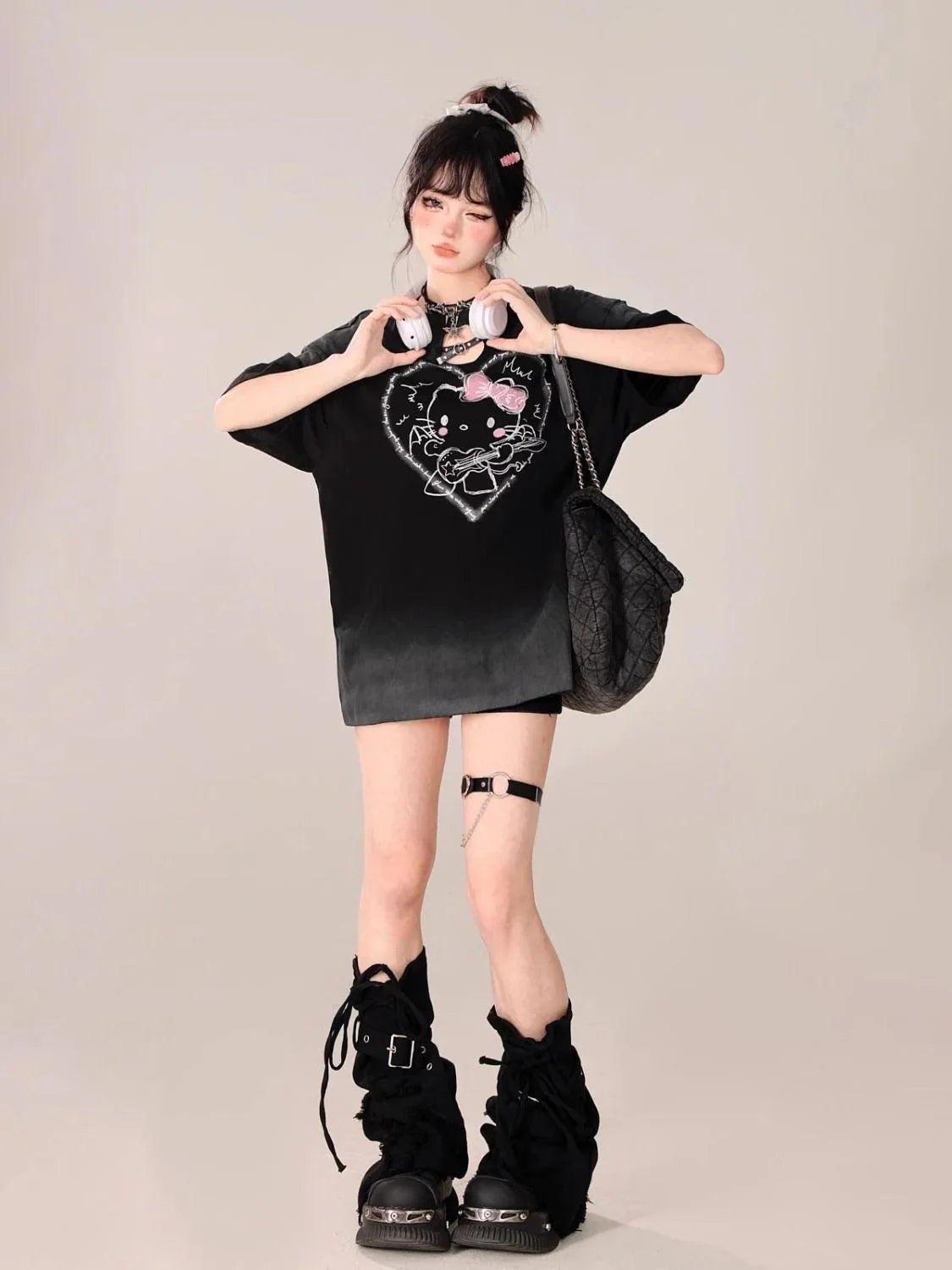 Hello Kitty Ombre Hollow Neckline Shirt - Blind Box Mall