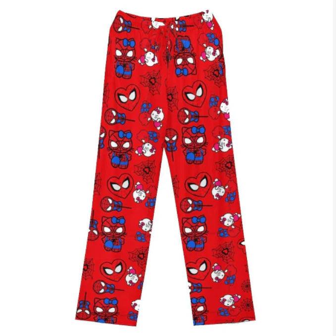 HelloKitty&Spiderman Fluffy Fleece Warm Pajamas Pants - Blind Box Mall
