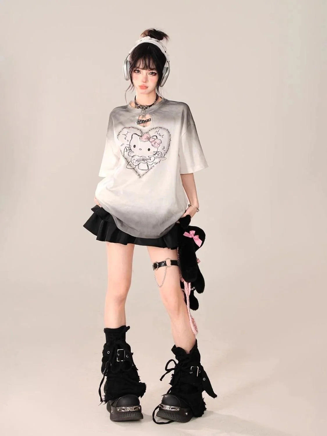 Hello Kitty Ombre Hollow Neckline Shirt - Blind Box Mall