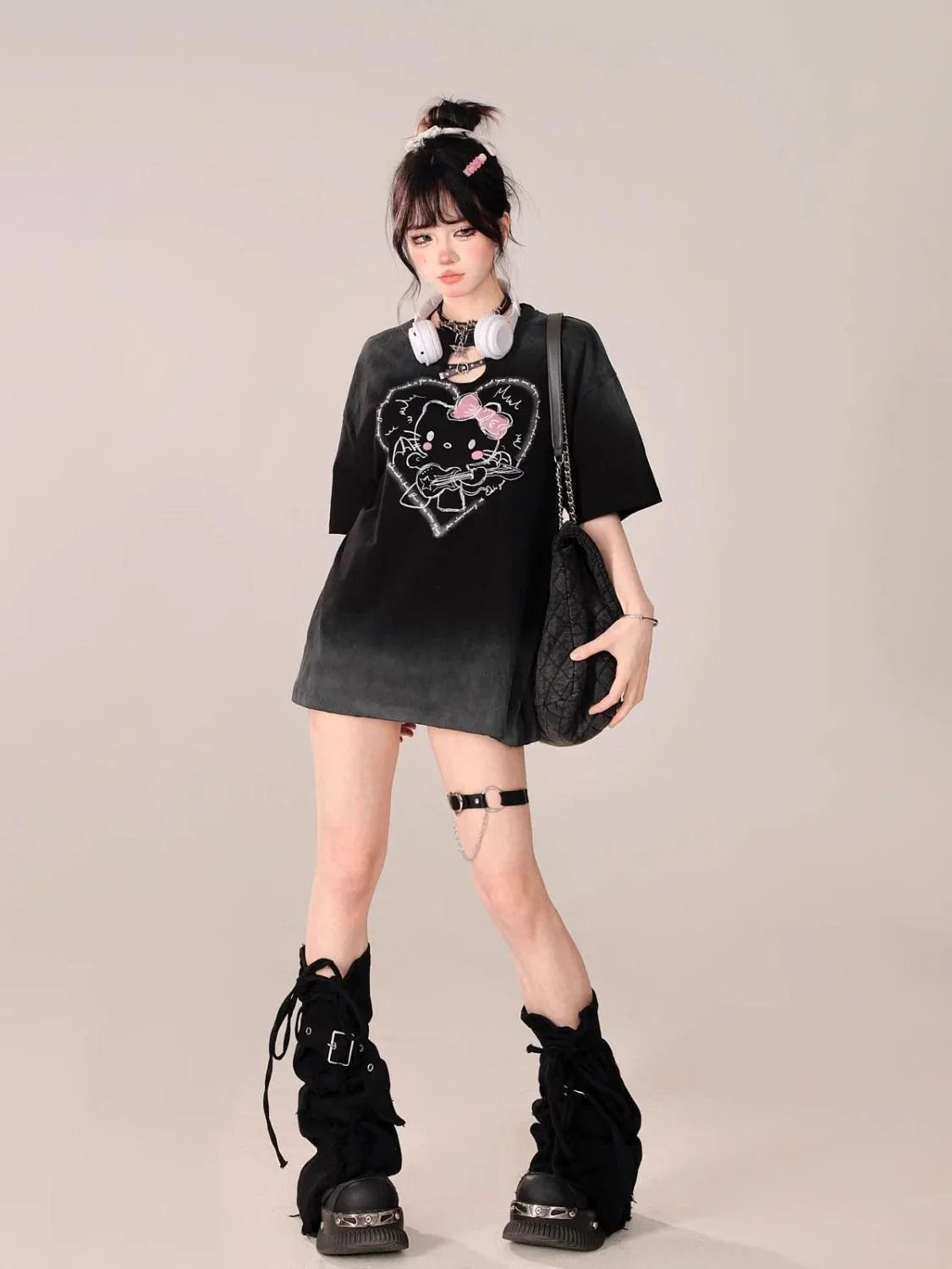 Hello Kitty Ombre Hollow Neckline Shirt - Blind Box Mall