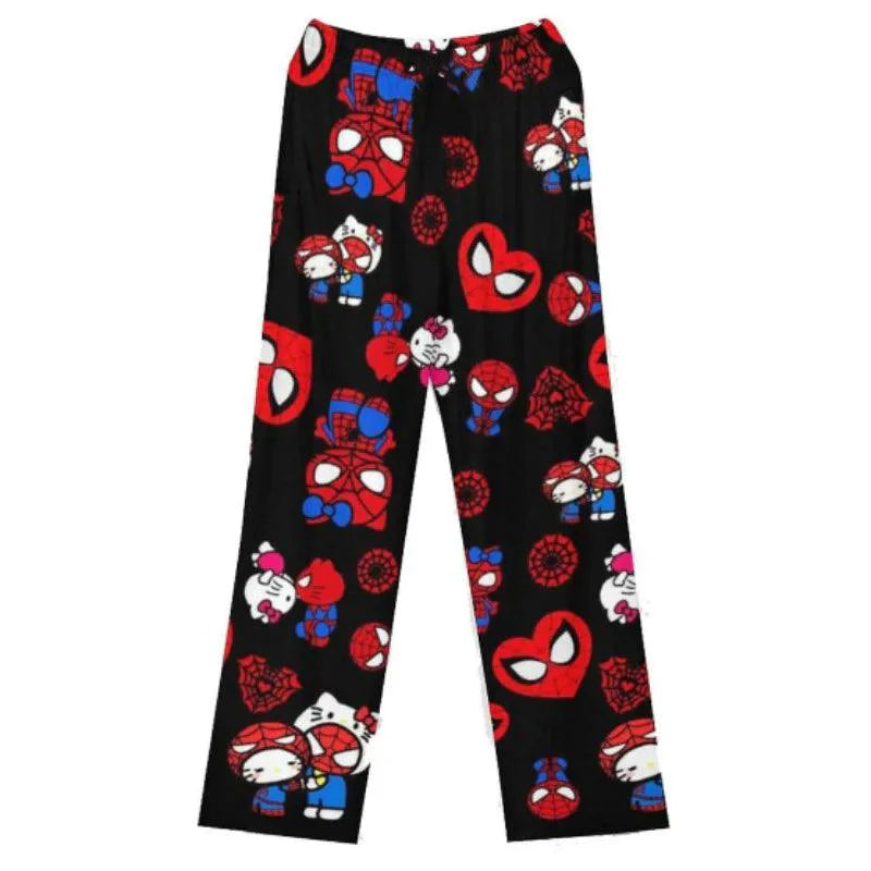 HelloKitty&Spiderman Fluffy Fleece Warm Pajamas Pants - Blind Box Mall