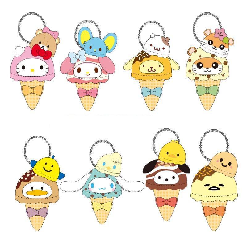 Sanrio Characters Ice Cream Plush Keychain - Blind Box Mall