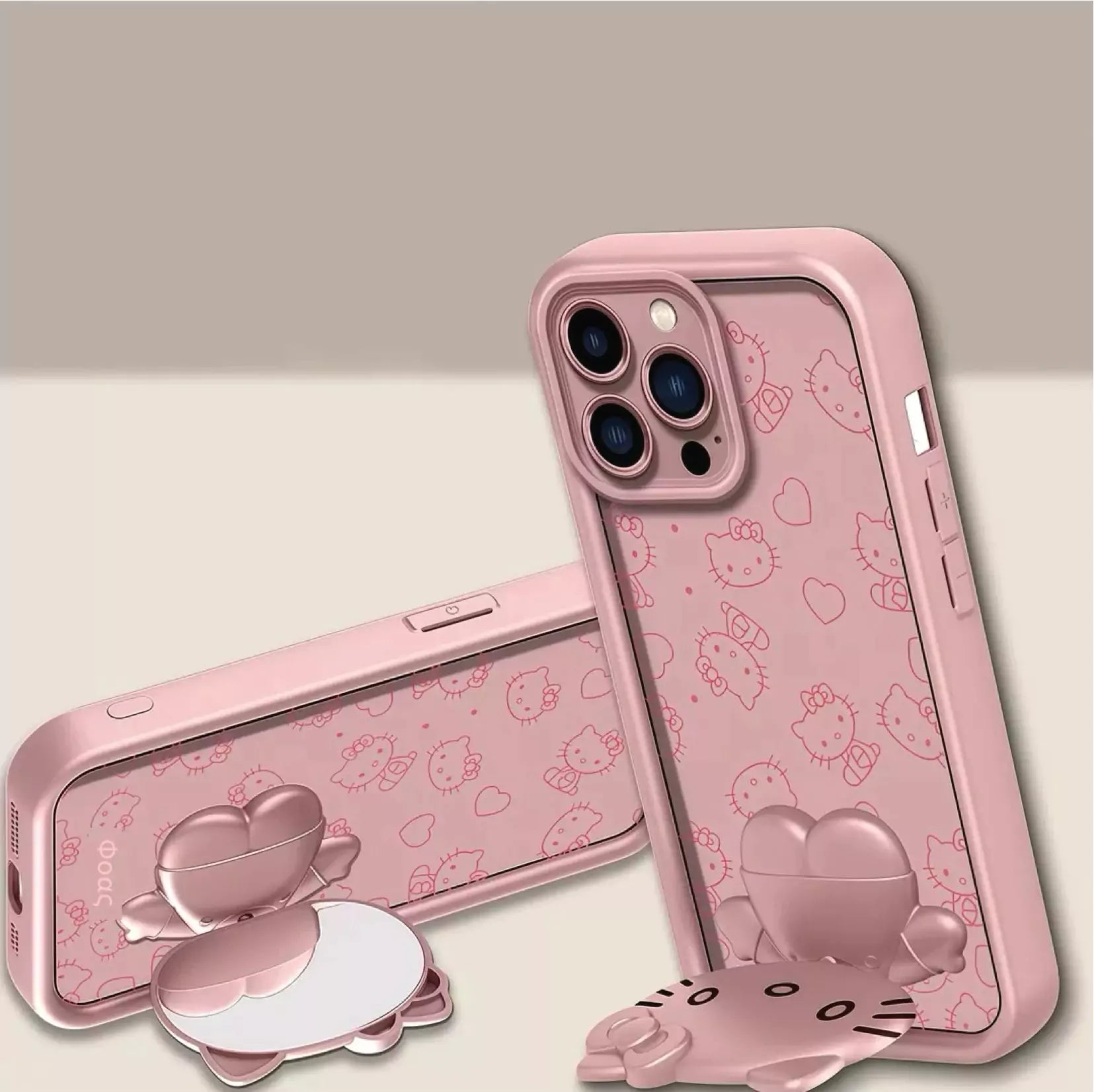 Hello Kitty Chic Pink Mirror Stand Case - Blind Box Mall